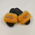Plush Imitation Fox Fur Flip Flops Fashion Slippers Pi-Mart