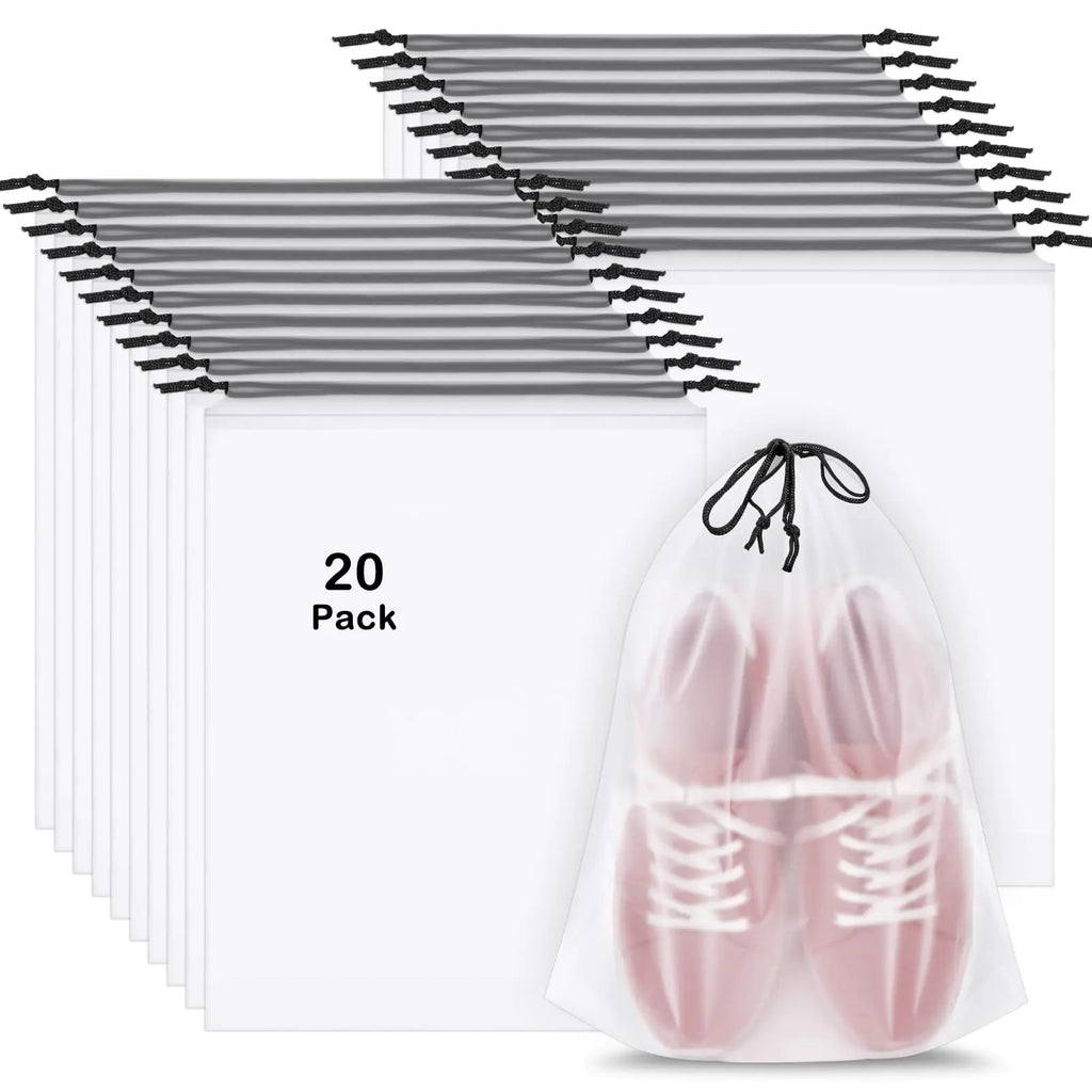 20 Pack Shoe Bags for Travel, 15.7" x 11.8" Clear Travel Shoe Bags for Packing, Large Waterproof Portable Drawstring Travel Shoe Storage Bag Travel Essentials Women for and Men Pi-Mart