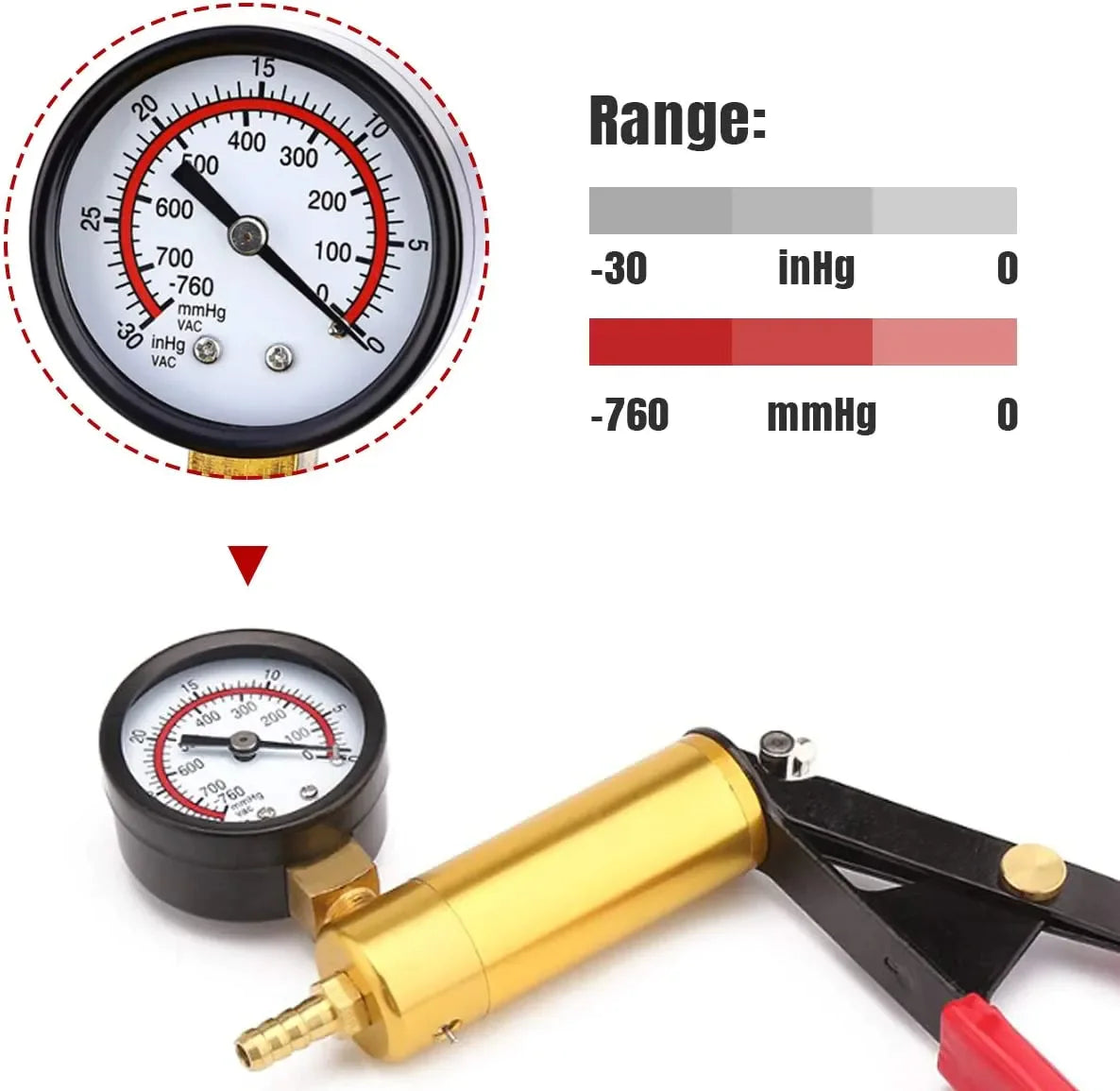 Hand Held Vacuum Pressure Pump Tester Set Brake Fluid Bleeder Bleeding Kit + Box Pi-Mart