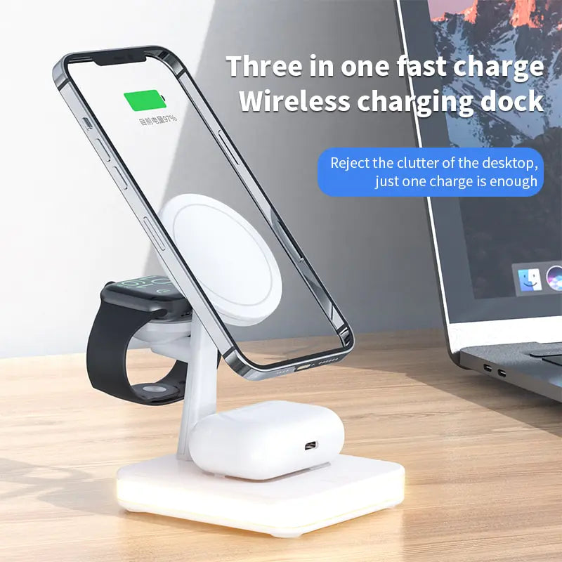 3 In 1 Magnetic Wireless Charger Stand Pi-Mart