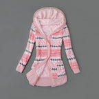 Thick Printed Hooded Knitted Cardigan Jacket Pi-Mart