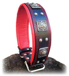 The "Eros" collar 2.5 inch wide black & red Bestia Dog Gear