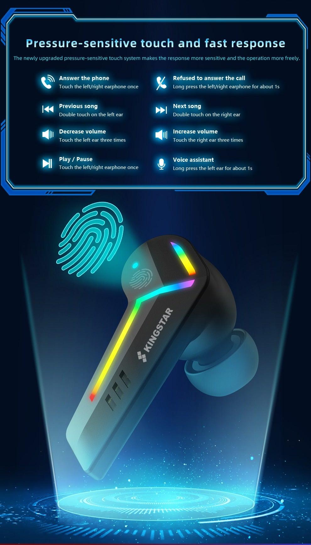 Gaming Headsets Wireless Earphones Low Latency Bluetooth Headphone Sports Noise Cancelling Earbuds With Mic Sports Headphones Wireless Bluetooth Headphones With Microphone 5H Playtime Wireless Running Earbuds Stevvex