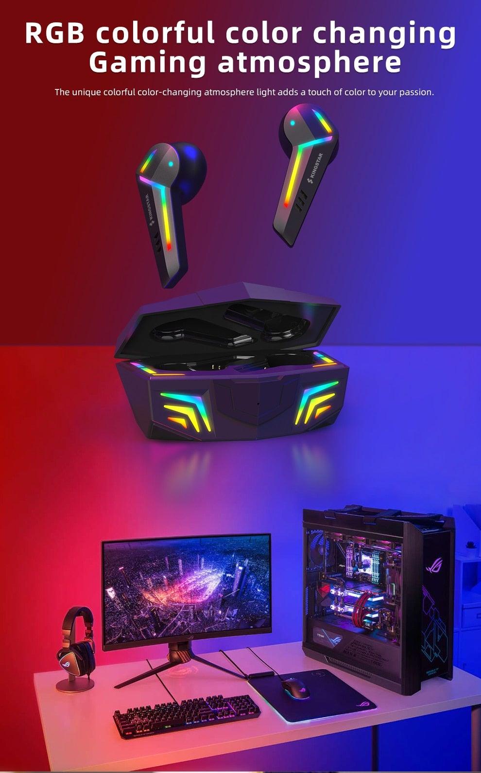 Gaming Headsets Wireless Earphones Low Latency Bluetooth Headphone Sports Noise Cancelling Earbuds With Mic Sports Headphones Wireless Bluetooth Headphones With Microphone 5H Playtime Wireless Running Earbuds Stevvex