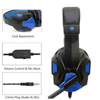 Gaming Red Black Wired Headset Stereo Gamer Headphone  Noise Cancelling Over Ear Headphones With Mic LED Light Bass Surround Soft Memory Earmuffs For Laptop Stevvex