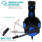 Gaming Red Black Wired Headset Stereo Gamer Headphone  Noise Cancelling Over Ear Headphones With Mic LED Light Bass Surround Soft Memory Earmuffs For Laptop Stevvex