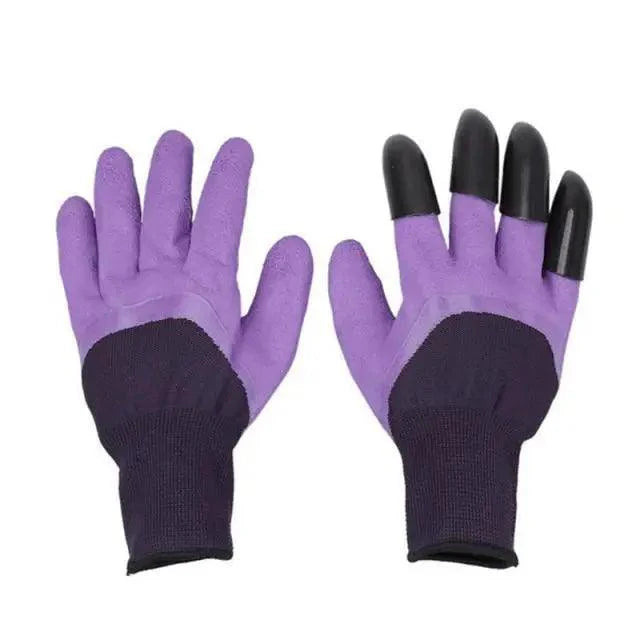 Garden Gloves With Fingertips Claws ABS Plastic Garden Rubber Gloves Gardening Digging Planting Durable Gloves With Claws Waterproof Outdoor Work Breathable Glove Best Gift For Gardener Stevvex