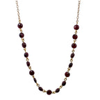 Garnet Bead Chain Necklace 14K Gold Fill Delicate Pendant