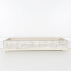Gather Wooden Tray Long Box Centerpiece 20x12 Rustic Handmade Planter Decorative Storage BandsCo Straps