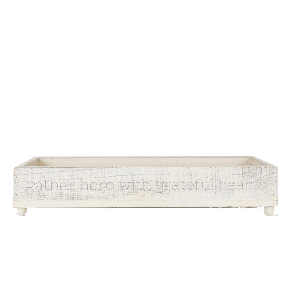 Gather Wooden Tray Long Box Centerpiece 20x12 Rustic Handmade Planter Decorative Storage BandsCo Straps