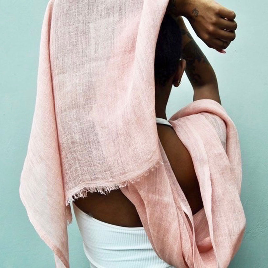 Gauze Linen Scarf Handwoven Airy Lightweight Raw Eyelash Fringe 5 Colors BandsCo Straps