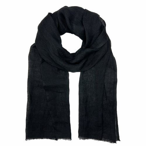 Gauze Linen Scarf Handwoven Airy Lightweight Raw Eyelash Fringe 5 Colors BandsCo Straps