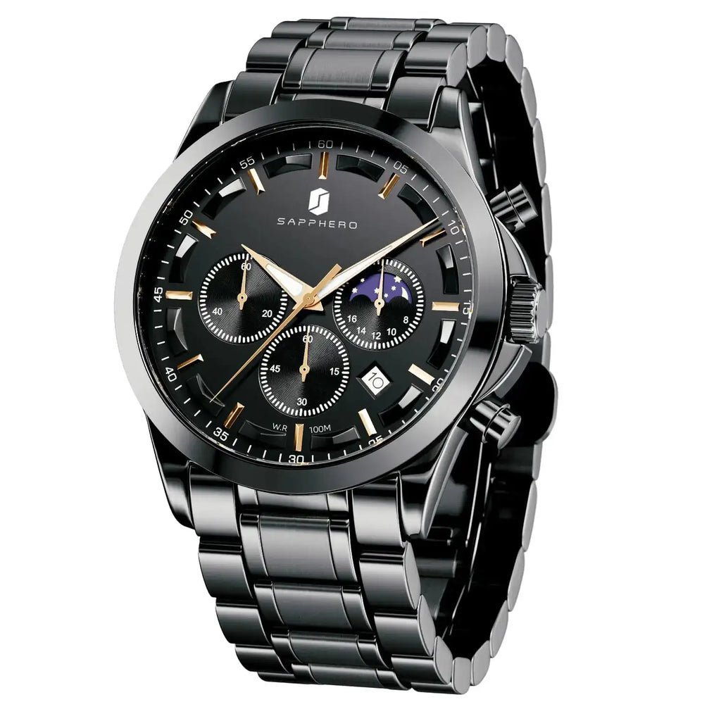 SAPPHERO Mens Watches Watches for Men Analog Watch Waterproof Watch Quartz Chronograph Date Display Stainless Steel Mens Wrist Watches Casual Business Gifts for Men Fashion Designer Mens Dress Watch