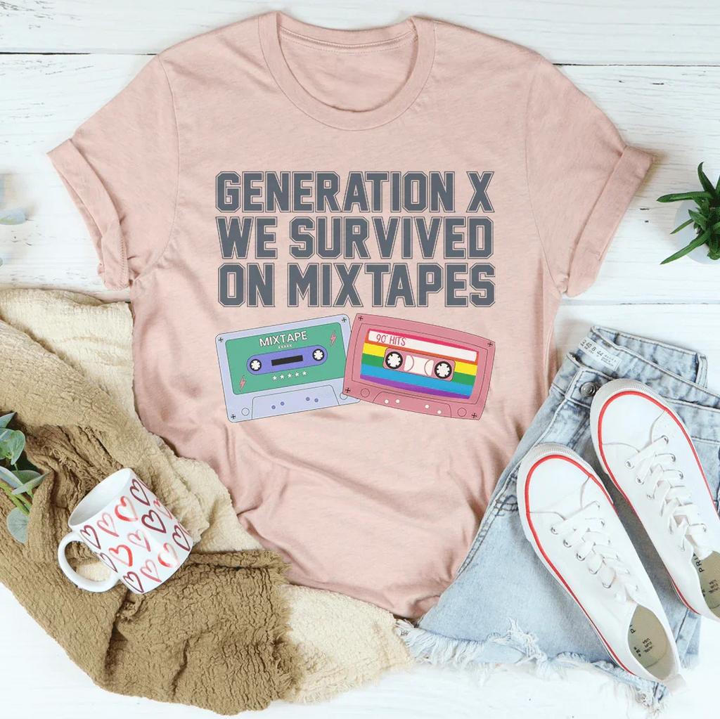 Generation X We Survived On Mixtapes Tee Peachy Sunday