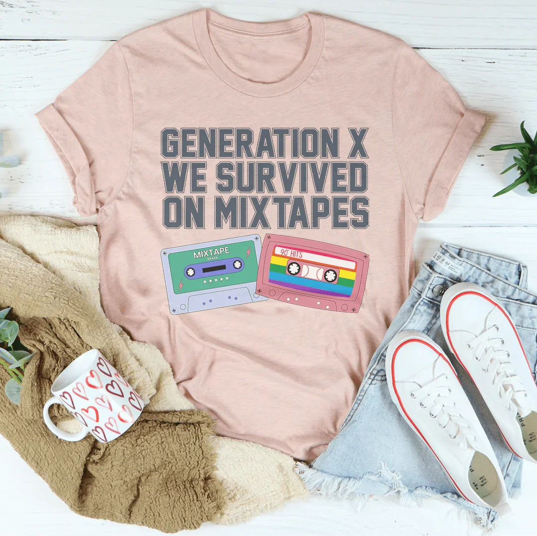 Generation X We Survived On Mixtapes Tee Peachy Sunday