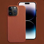 Genuine Leather Phone Case for iPhone 13 14 Pro Max 12 Mini 12 Pro Max Back Cover Neon Orange Silicone Phone Cover Wireless Charging Compatible Shockproof Protective Case for iPhone Stevvex