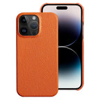 Genuine Leather Phone Case for iPhone 13 14 Pro Max 12 Mini 12 Pro Max Back Cover Neon Orange Silicone Phone Cover Wireless Charging Compatible Shockproof Protective Case for iPhone Stevvex