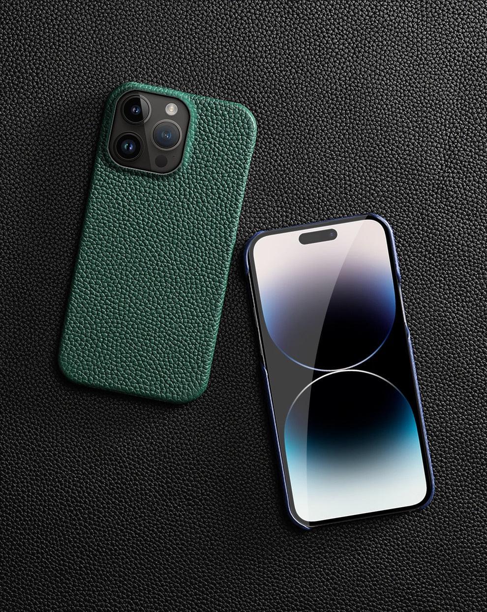 Genuine Leather Phone Case for iPhone 13 14 Pro Max 12 Mini 12 Pro Max Back Cover Neon Orange Silicone Phone Cover Wireless Charging Compatible Shockproof Protective Case for iPhone Stevvex
