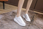 Genuine Leather Women Platform Sneakers Autumn Fashion Sports Little White Shoes Platform Flats Casual Lace Up Woman Comfort Walking Sneakers Stevvex