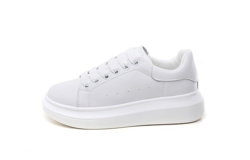 Genuine Leather Women Platform Sneakers Autumn Fashion Sports Little White Shoes Platform Flats Casual Lace Up Woman Comfort Walking Sneakers Stevvex