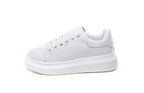 Genuine Leather Women Platform Sneakers Autumn Fashion Sports Little White Shoes Platform Flats Casual Lace Up Woman Comfort Walking Sneakers Stevvex
