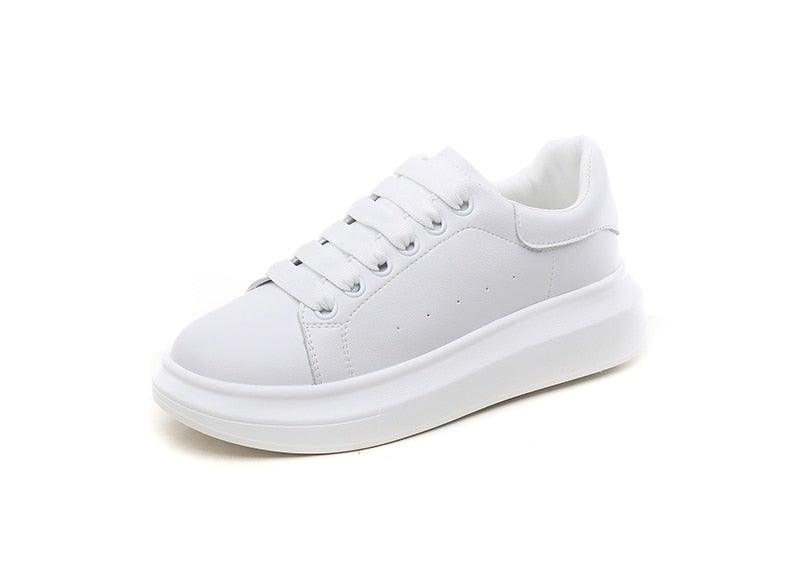 Genuine Leather Women Platform Sneakers Autumn Fashion Sports Little White Shoes Platform Flats Casual Lace Up Woman Comfort Walking Sneakers Stevvex