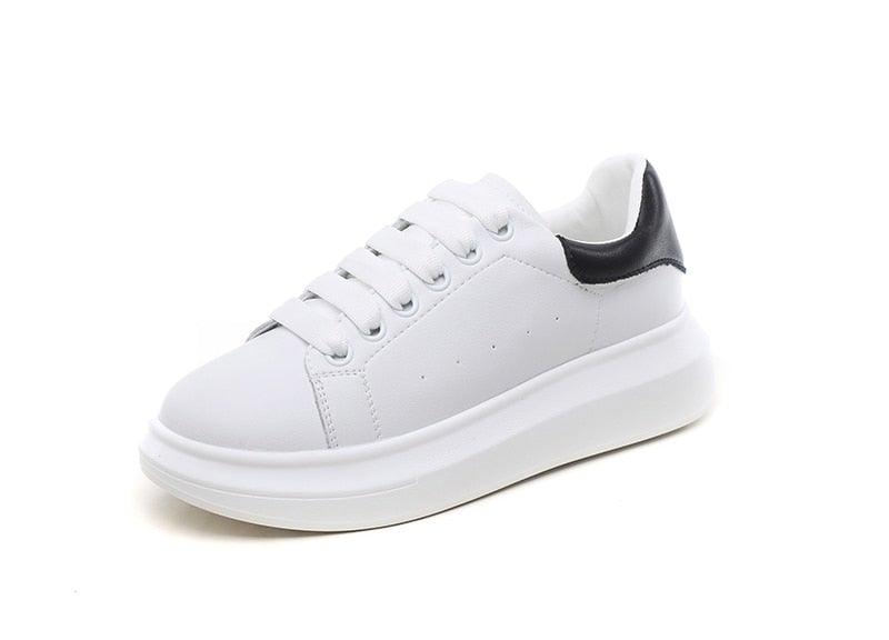 Genuine Leather Women Platform Sneakers Autumn Fashion Sports Little White Shoes Platform Flats Casual Lace Up Woman Comfort Walking Sneakers Stevvex