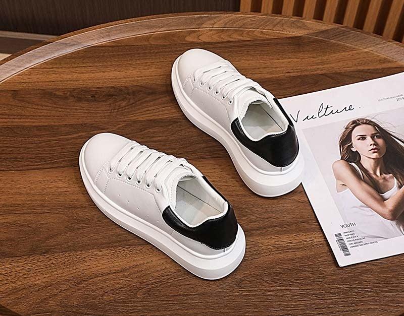 Genuine Leather Women Platform Sneakers Autumn Fashion Sports Little White Shoes Platform Flats Casual Lace Up Woman Comfort Walking Sneakers Stevvex