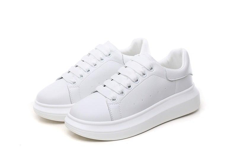 Genuine Leather Women Platform Sneakers Autumn Fashion Sports Little White Shoes Platform Flats Casual Lace Up Woman Comfort Walking Sneakers Stevvex