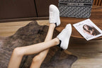 Genuine Leather Women Platform Sneakers Autumn Fashion Sports Little White Shoes Platform Flats Casual Lace Up Woman Comfort Walking Sneakers Stevvex