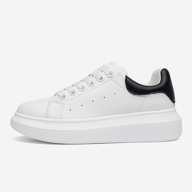 Genuine Leather Women Platform Sneakers Autumn Fashion Sports Little White Shoes Platform Flats Casual Lace Up Woman Comfort Walking Sneakers Stevvex
