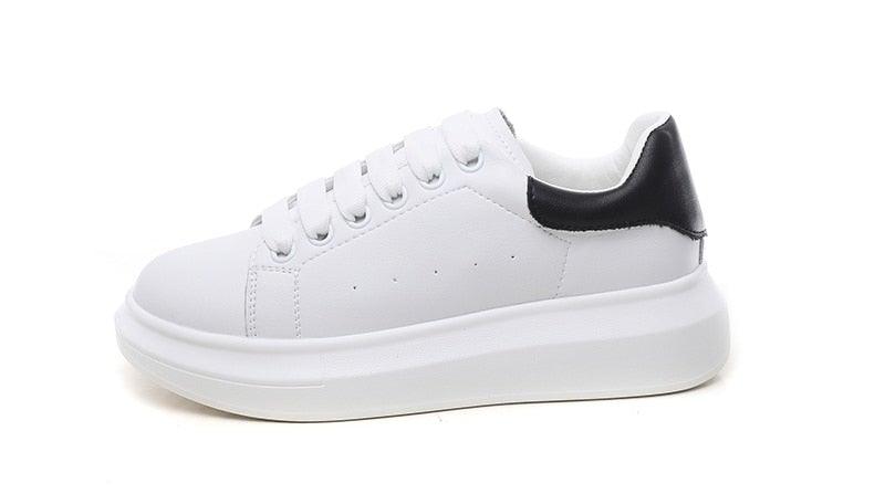 Genuine Leather Women Platform Sneakers Autumn Fashion Sports Little White Shoes Platform Flats Casual Lace Up Woman Comfort Walking Sneakers Stevvex