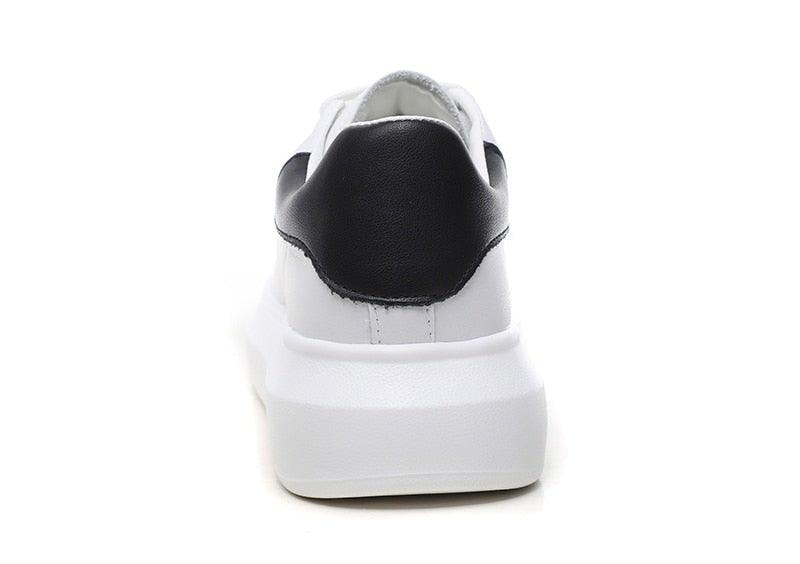 Genuine Leather Women Platform Sneakers Autumn Fashion Sports Little White Shoes Platform Flats Casual Lace Up Woman Comfort Walking Sneakers Stevvex