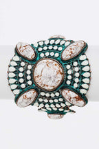 Genuine Stone Statement Stretch Bracelet Turquoise Boho