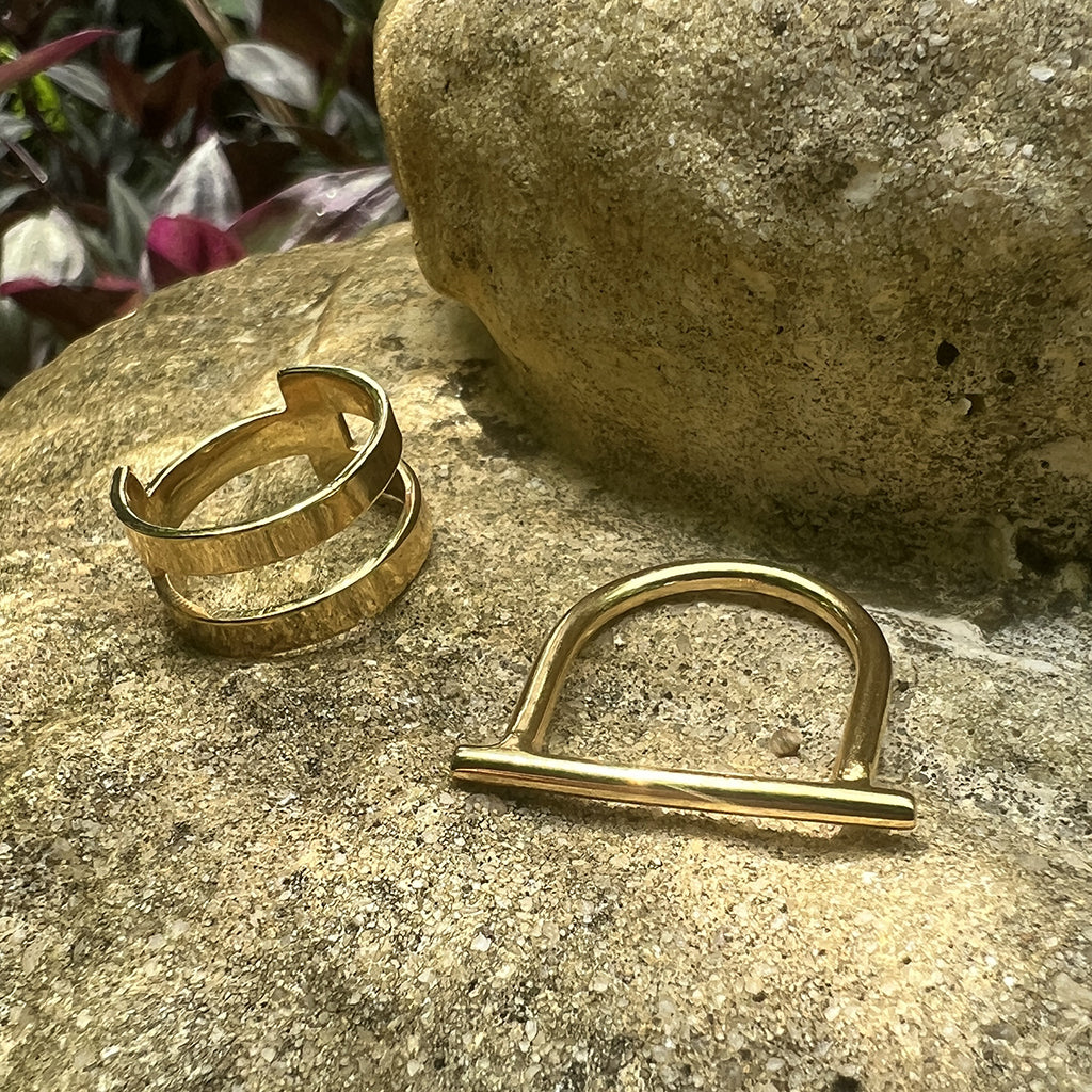 Geo Stripe Bombshell Ring Recycled Bullet Minimalist Handmade 3 Sizes BandsCo Straps
