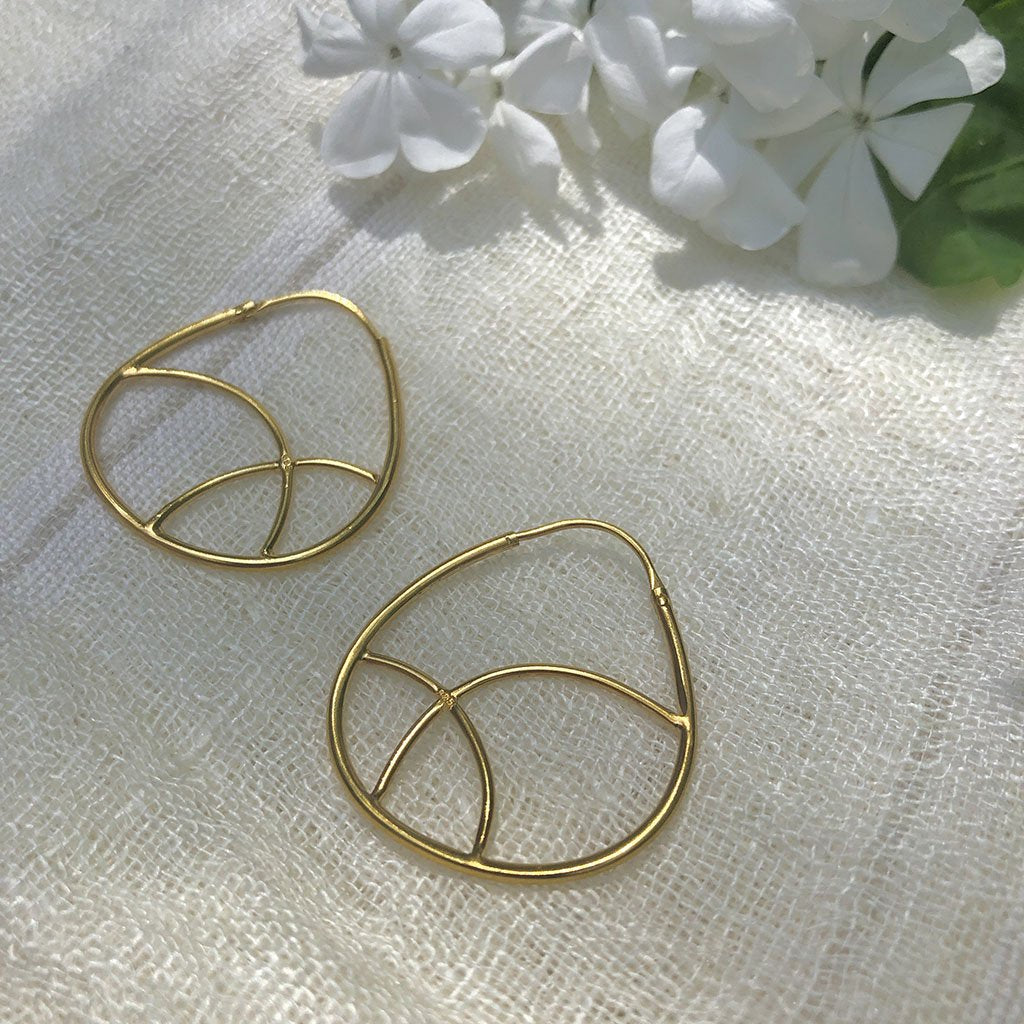 Geometric 24K Gold Plated Hoop Earrings 3cm Sterling Silver Plated Handmade BandsCo Straps