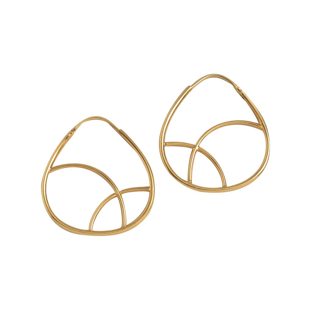 Geometric 24K Gold Plated Hoop Earrings 3cm Sterling Silver Plated Handmade BandsCo Straps