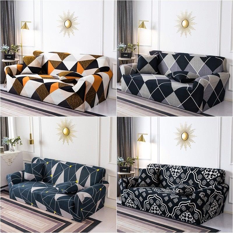 Geometric Sofa Covers Stretch Plaid Sofa Slipcovers for Living Room Elastic Sofa Cover Couch Armchair Cover Towel 1 2 3 4 Seater Slipcover For Sofas Loveseat Armchair Living Room Universal Furniture Stevvex