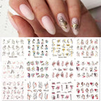 Geometrics Blue Flower Leaves Water Decals Stickers Special Floral Transfer Slider For Nails Decoration Nail Art Stickers Black White Flower Palm Leaf Nail Self-Adhesive Decals Nail Stickers Water Transfer Fresh Nail Decals for Nail Art Butterfly Palm
