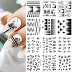 Geometrics Blue Flower Leaves Water Decals Stickers Special Floral Transfer Slider For Nails Decoration Nail Art Stickers Black White Flower Palm Leaf Nail Self-Adhesive Decals Nail Stickers Water Transfer Fresh Nail Decals for Nail Art Butterfly Palm