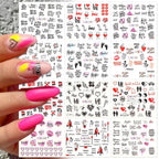 Geometrics Blue Flower Leaves Water Decals Stickers Special Floral Transfer Slider For Nails Decoration Nail Art Stickers Black White Flower Palm Leaf Nail Self-Adhesive Decals Nail Stickers Water Transfer Fresh Nail Decals for Nail Art Butterfly Palm