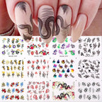 Geometrics Blue Flower Leaves Water Decals Stickers Special Floral Transfer Slider For Nails Decoration Nail Art Stickers Black White Flower Palm Leaf Nail Self-Adhesive Decals Nail Stickers Water Transfer Fresh Nail Decals for Nail Art Butterfly Palm