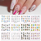 Geometrics Blue Flower Leaves Water Decals Stickers Special Floral Transfer Slider For Nails Decoration Nail Art Stickers Black White Flower Palm Leaf Nail Self-Adhesive Decals Nail Stickers Water Transfer Fresh Nail Decals for Nail Art Butterfly Palm
