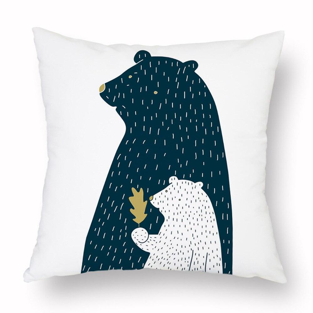 Geometry Cushion Cover Trees Cactus Bear Star Pattern Cushion Cover Pillowcase Cotton Pillow Sofa Throw White Printed Print Decorative Pillow Covers For Sofa Bed Sweet Home Decor Case 45x45CM Stevvex