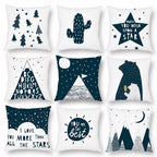 Geometry Cushion Cover Trees Cactus Bear Star Pattern Cushion Cover Pillowcase Cotton Pillow Sofa Throw White Printed Print Decorative Pillow Covers For Sofa Bed Sweet Home Decor Case 45x45CM Stevvex