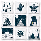 Geometry Cushion Cover Trees Cactus Bear Star Pattern Cushion Cover Pillowcase Cotton Pillow Sofa Throw White Printed Print Decorative Pillow Covers For Sofa Bed Sweet Home Decor Case 45x45CM Stevvex