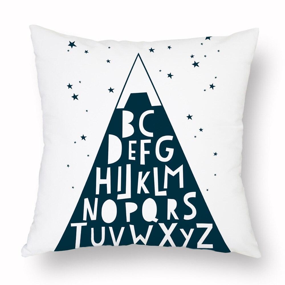Geometry Cushion Cover Trees Cactus Bear Star Pattern Cushion Cover Pillowcase Cotton Pillow Sofa Throw White Printed Print Decorative Pillow Covers For Sofa Bed Sweet Home Decor Case 45x45CM Stevvex