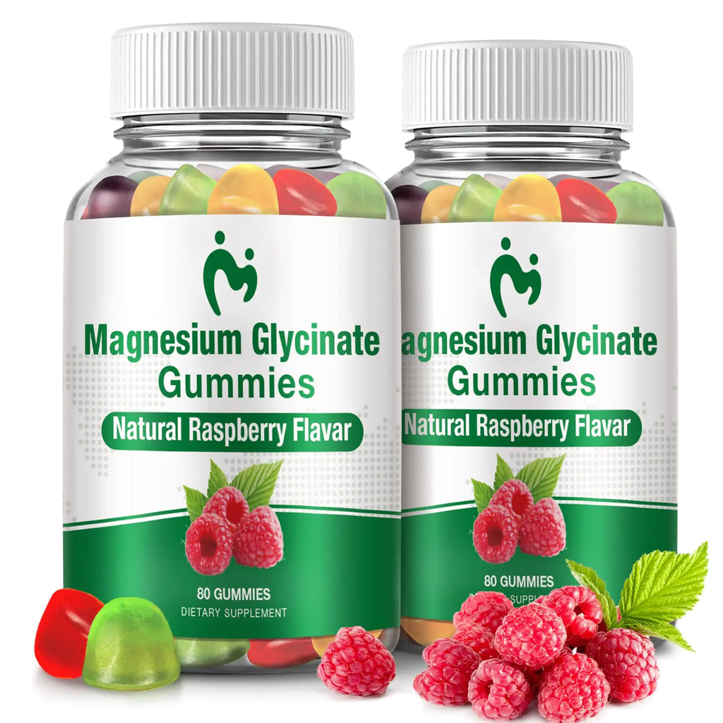 Magnesium Glycinate Gummies for Adults & Kids 2 Packs Chewable Calm Magnesium Gummies for Sleep Magnesium Glycinate 400mg Stress & Muscle Relief Magnesium Potassium Supplement Pi-Mart