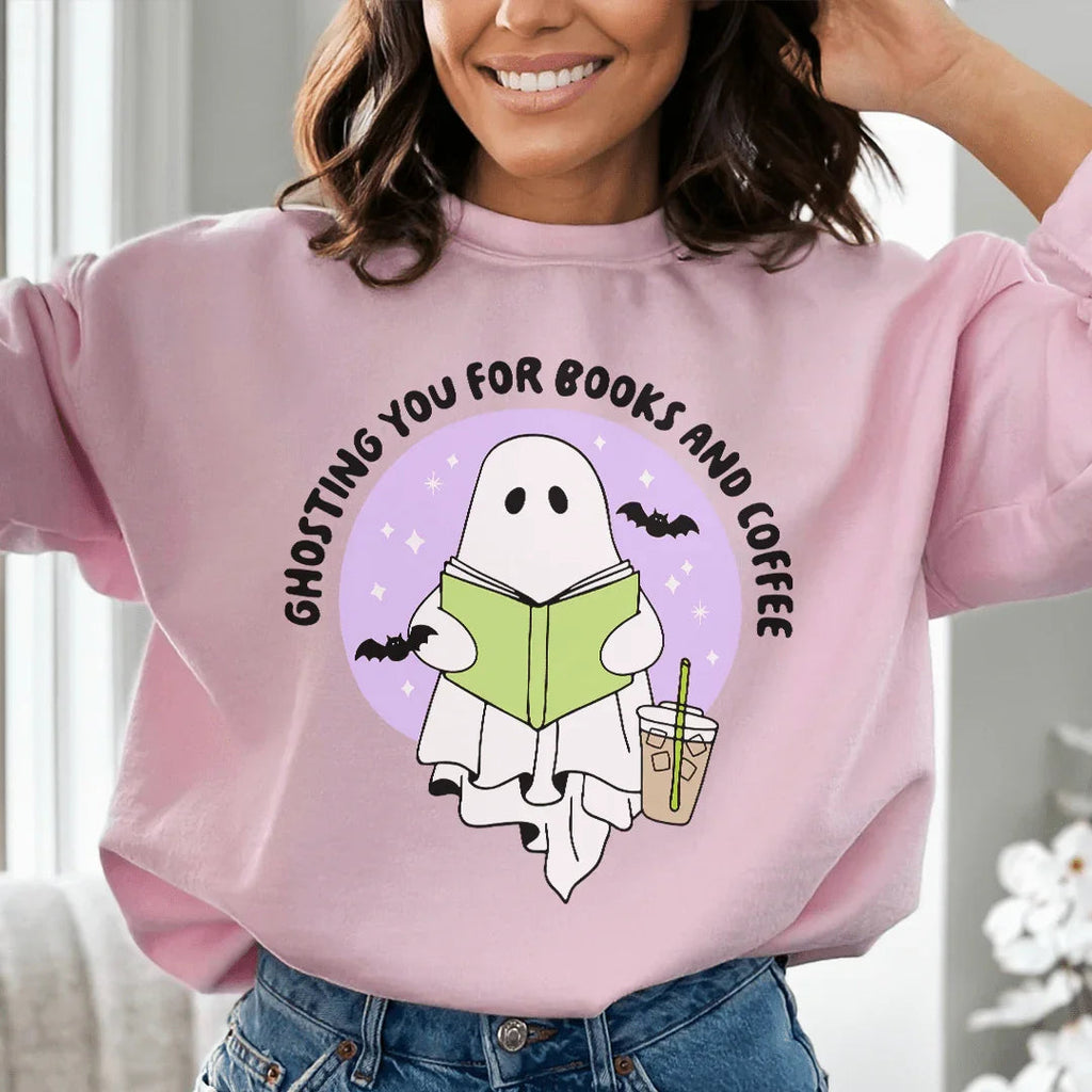 Ghosting You For Books And Coffee Sweatshirt Peachy Sunday