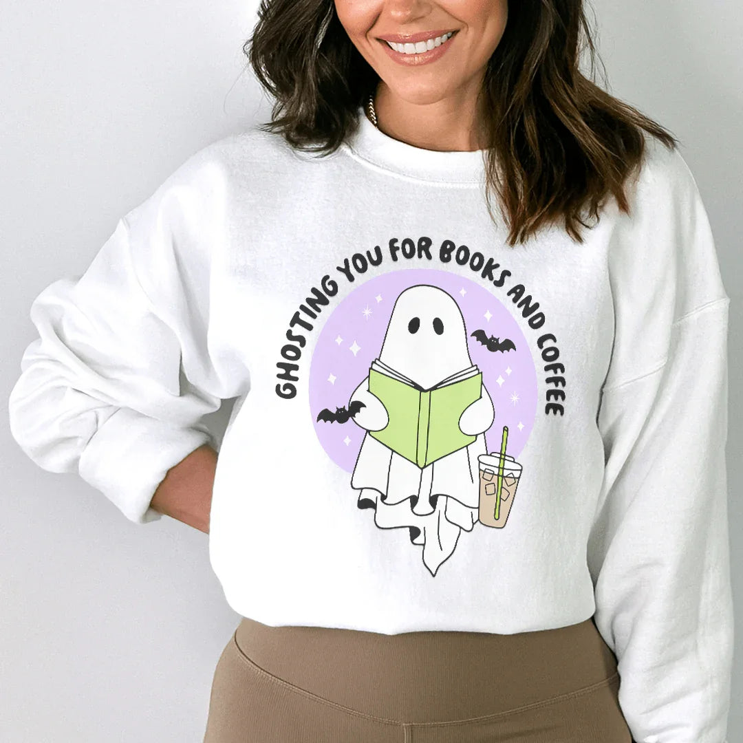 Ghosting You For Books And Coffee Sweatshirt Peachy Sunday